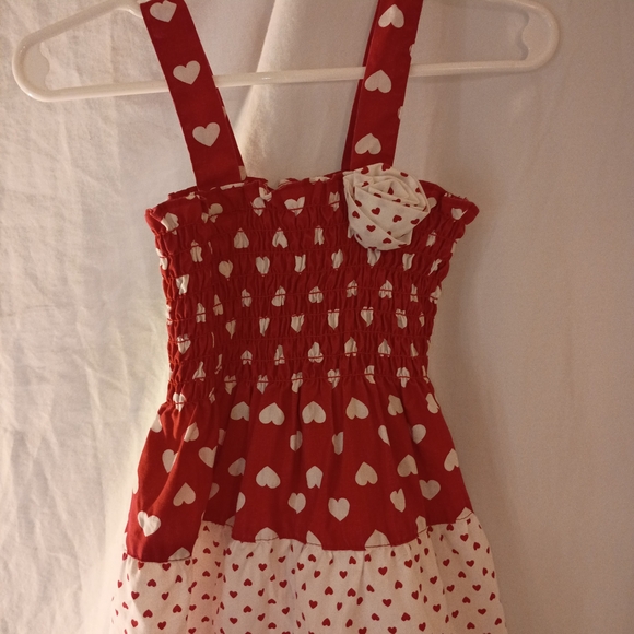 Red Heart Print Girls' Sundress - Charming Kids Dress - Picture 4 of 5